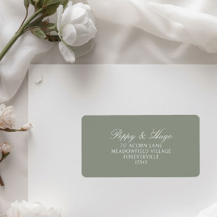 Sage Green Simple Wedding Return Address Label