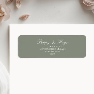 Sage Green Simple Wedding Return Address Label