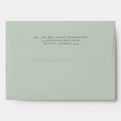 Sage Green Simple White 5 x 7 Return Address Envelope
