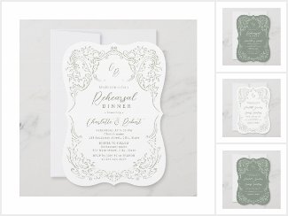 Sage Green Sketched vintage flourish