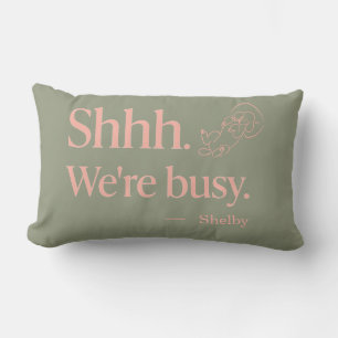 Sage Green Sleeping Poodle Dog Mom Custom Name Lumbar Pillow