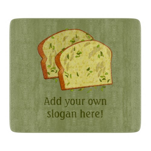 Sage Green Sliced Garlic Bread Pieces _ Own Slogan Cutting Board