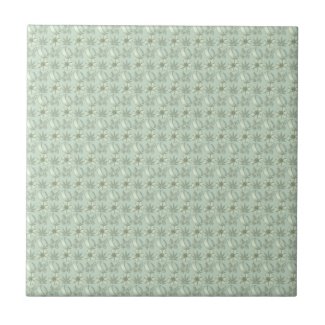 Sage Green Small Floral Print Ceramic Tile