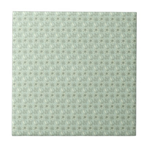 Sage Green Small Floral Print Ceramic Tile