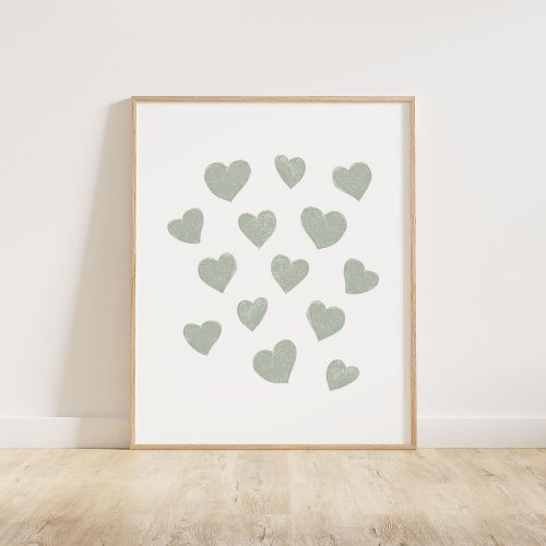 Sage Green Small Hearts Poster