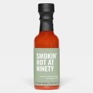 Sage Green Smokin' Hot 90th Birthday Party Favor Sauces