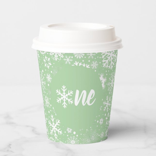 Sage Green Snowflake ONE Paper Cup (Front)