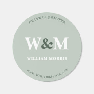 Sage Green Social Media Serif Monogram Follow Us Classic Round Sticker