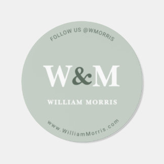 Sage Green Social Media Serif Monogram Follow Us Classic Round Sticker