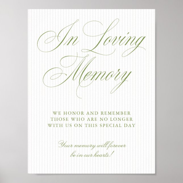 Sage Green & Soft Beige In Loving Memory Sign (Front)