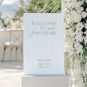 Sage Green & Soft Blue Wedding Welcome Sign