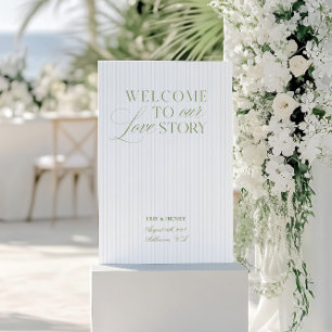 Sage Green & Soft Blue Wedding Welcome Sign