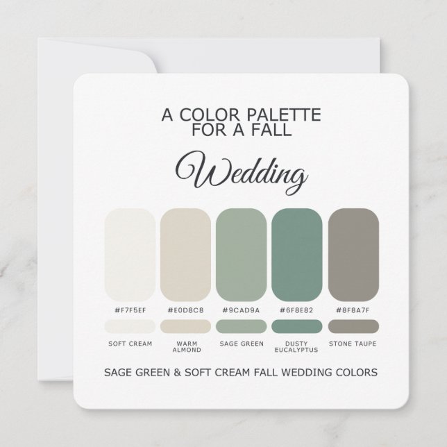 Sage Green Soft Cream Fall Wedding Palette Card (Front)