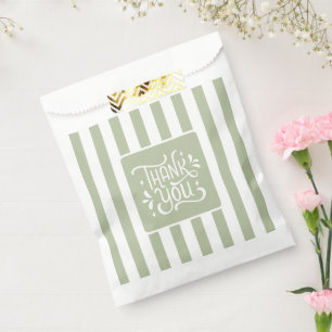 Sage Green Soft Striped Thank You Favor Bag