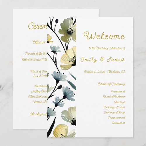 Sage Green & Soft Yellow Botanical Weddin Program