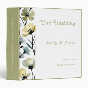 Sage Green & Soft Yellow Botanical Wedding 3 Ring Binder