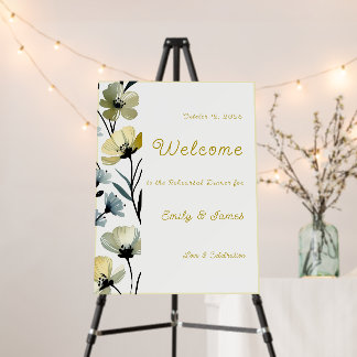Sage Green & Soft Yellow Botanical Wedding Foam Board