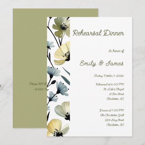 Sage Green & Soft Yellow Botanical Wedding Invitation