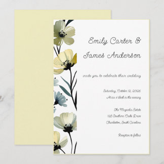 Sage Green & Soft Yellow Botanical Wedding Invitation