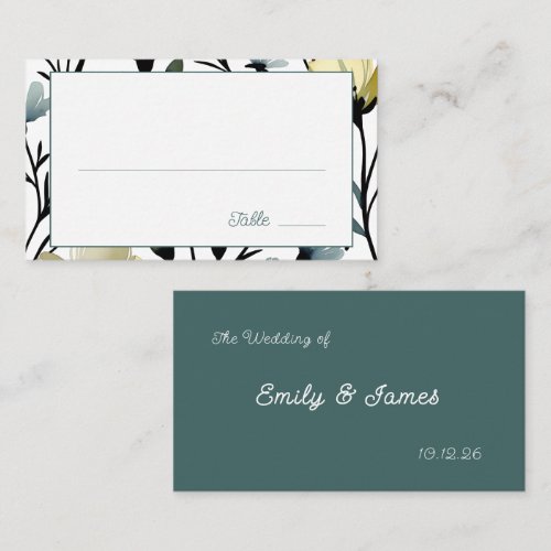Sage Green &amp; Soft Yellow Botanical Wedding Place Card