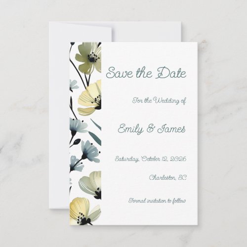 Sage Green & Soft Yellow Botanical Wedding Save The Date