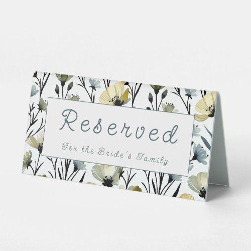 Sage Green & Soft Yellow Botanical Wedding Table Tent