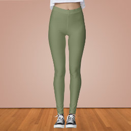 Sage Green Solid Color Leggings