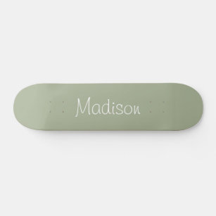 Sage Green Solid Color Personalized Skateboard