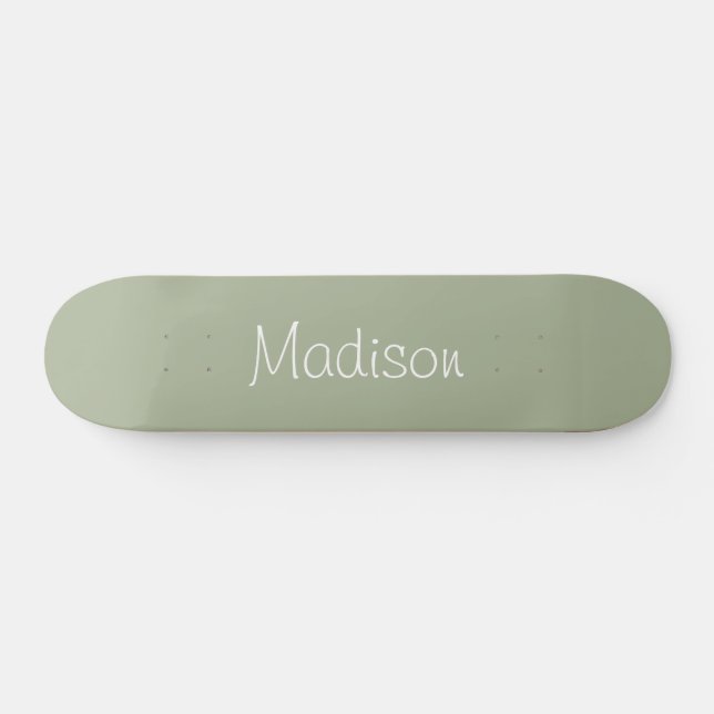 Sage Green Solid Color Personalized Skateboard (Horz)