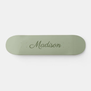Sage Green Solid Color Personalized Skateboard