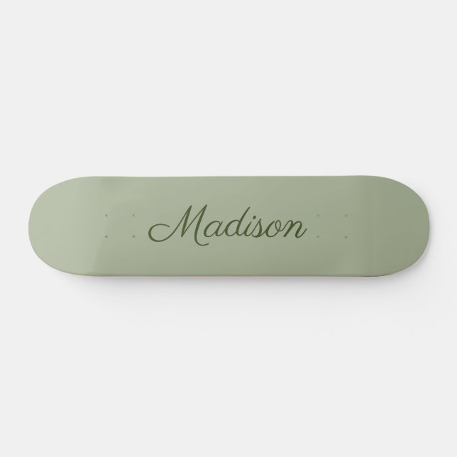 Sage Green Solid Color Personalized Skateboard (Horz)