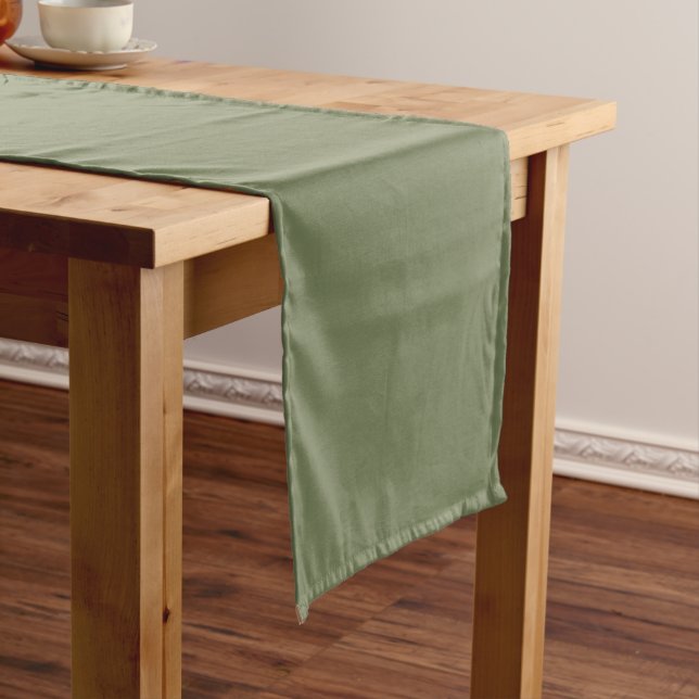Sage Green Solid Color Short Table Runner (In Situ)