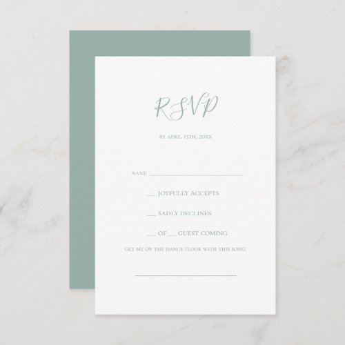 Sage Green Song Request RSVP Card