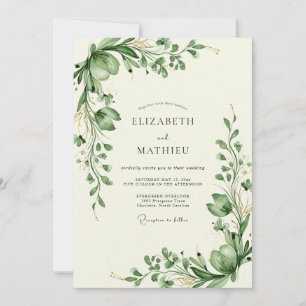 Sage Green Sophisticated Botanical Wedding Invitation