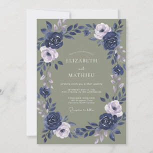 Sage Green Sophisticated Winter Wedding Invitation