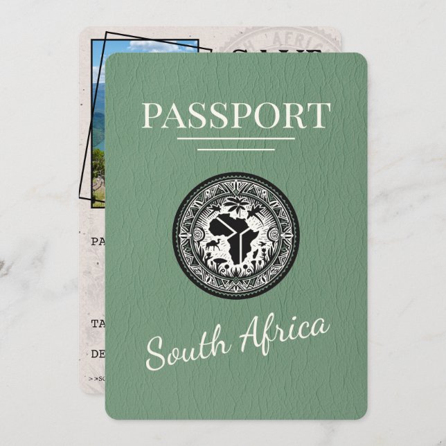 Sage Green South Africa Passport Save The Date (Front/Back)