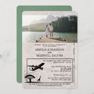 Sage Green South Africa Passport Wedding Invitation