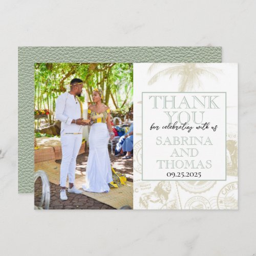 Sage Green South Africa Wedding Photo Thank You