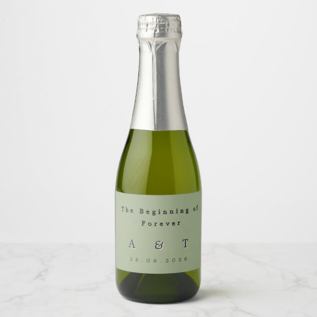 Sage Green Sparkling Wine Bottle Label (Front)