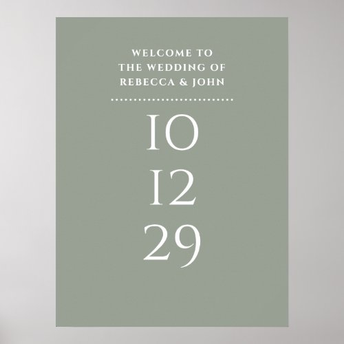 Sage Green Special Date Wedding Welcome Sign