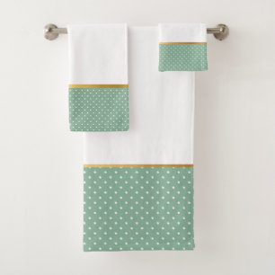 SAGE GREEN SPOT BATHROOM TOWEL SET
