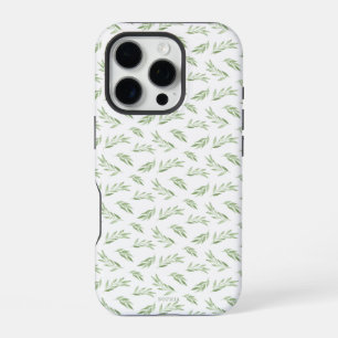 Sage Green Spring Leaves Personalized Name iPhone 16 Pro Case
