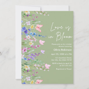 Sage Green Spring Love is in Bloom Bridal Shower  Invitation
