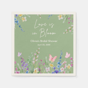 Sage Green Spring Love is in Bloom Bridal Shower  Napkins
