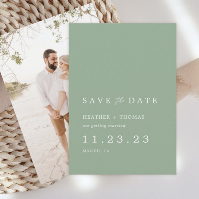 Sage Green Spring Wedding Photo Save The Date (Creator Uploaded)