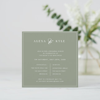 Sage Green Square Rehearsal Dinner Invitation