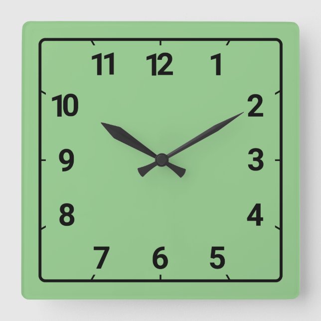 Sage green  square wall clock (Front)