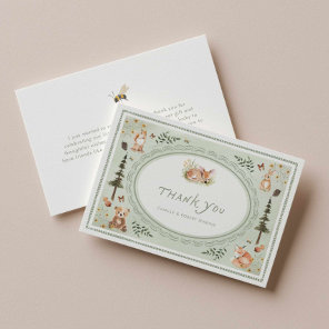 Sage Green Storybook Baby Shower Thank you Card
