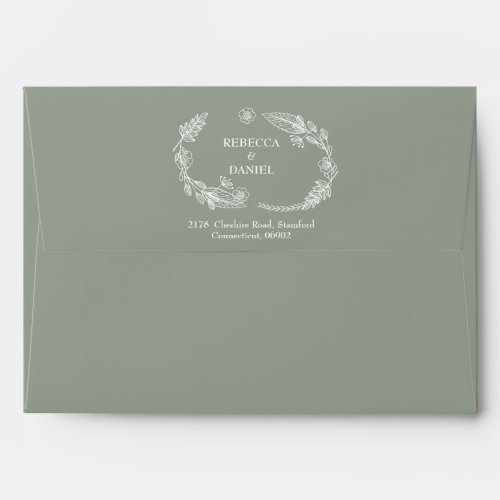 Sage Green String Lights Return Address Envelope