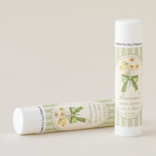 Sage green stripe bridal shower practical favors lip balm